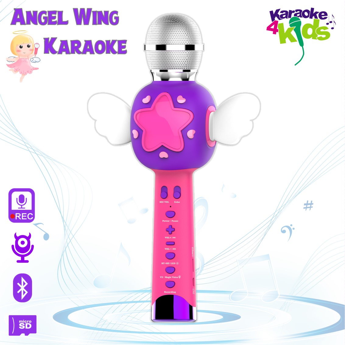 Angel Wing Micrófono Karaoke para Niñas (KM-20)